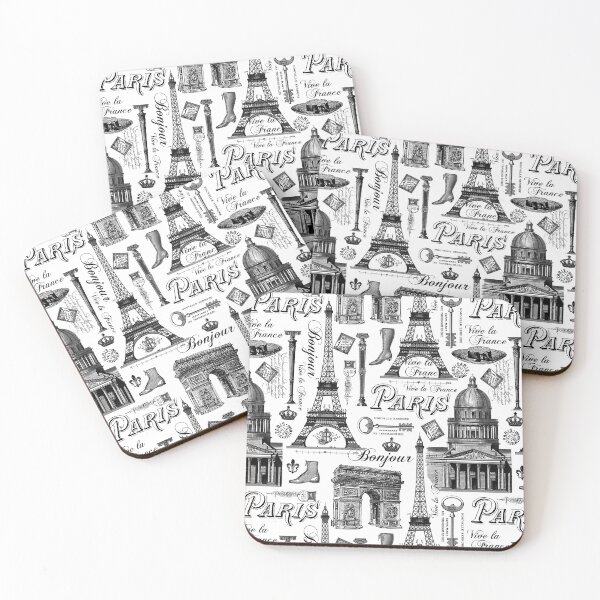 Item preview, Romantic Paris Vintage Black And White Pattern designed and sold by artsandsoul.