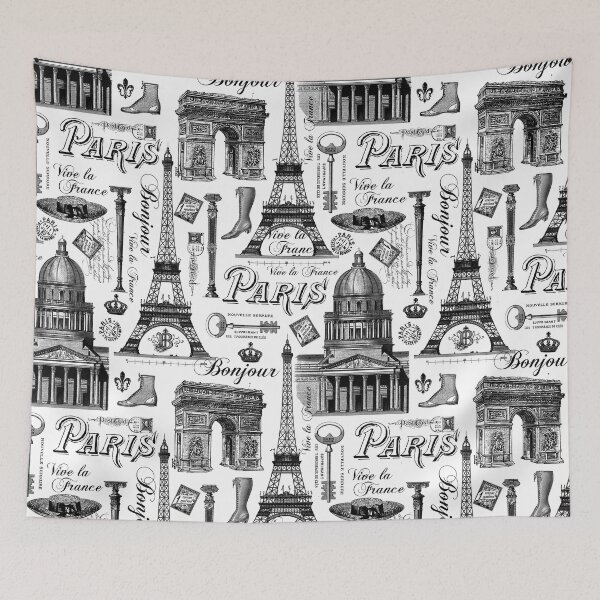 Item preview, Romantic Paris Vintage Black And White Pattern designed and sold by artsandsoul.
