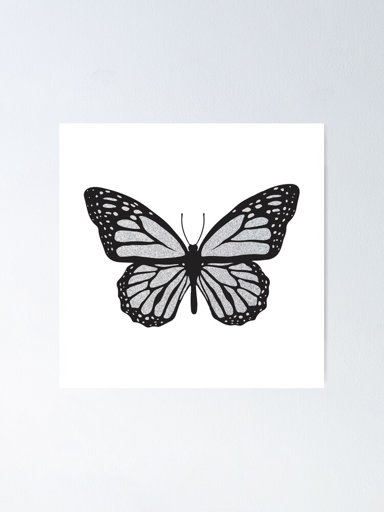 Stylish Black and White Butterflies  Poster for Sale by AnnaMirella