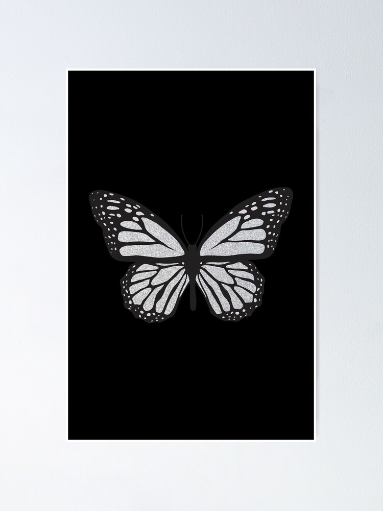 Silver Monarch Butterfly Design With Black Background Poster For Sale   Fposter,small,wall Texture,product,750x1000 