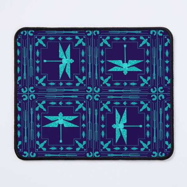 Geometric Dragonfly Tessellated Print - Light Blue Mouse Pad