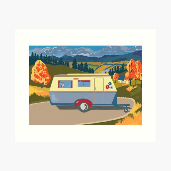 Item preview, Vintage Caravan on Tour (with a Schnauzer!) designed and sold by NattyDesigns.