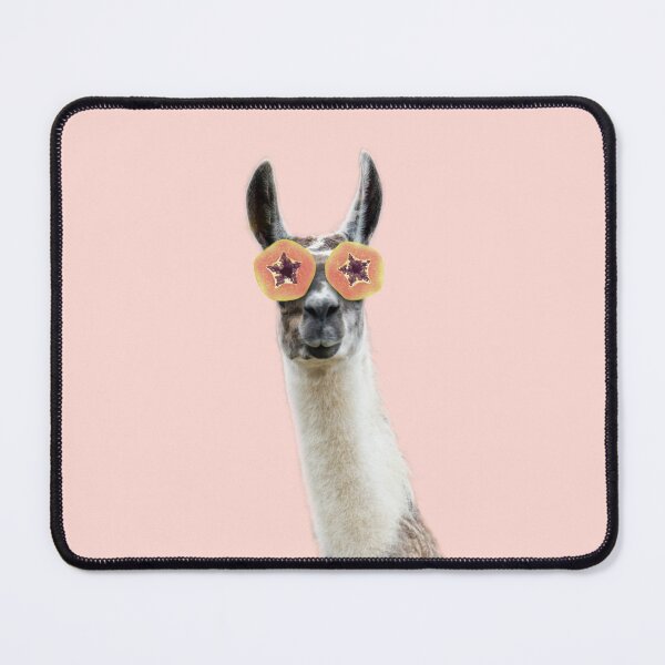Item preview, Relaxing llama with fruits mask in pink designed and sold by ESCAPZ.