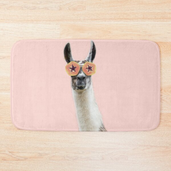Item preview, Relaxing llama with fruits mask in pink designed and sold by ESCAPZ.