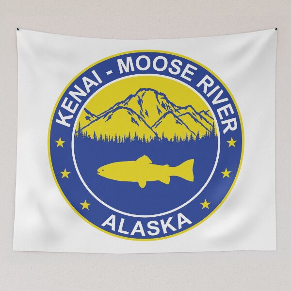 Item preview, Alaska Trout Fishing - Kenai Moose River circle badge logo designed and sold by leavector.