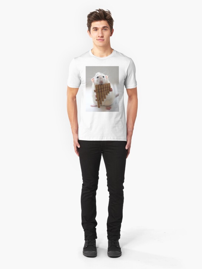 Alternate view of Playing the panflute. Slim Fit T-Shirt