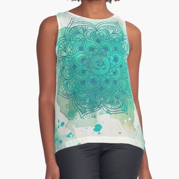 Green Mandala watercolor Blusa sin mangas