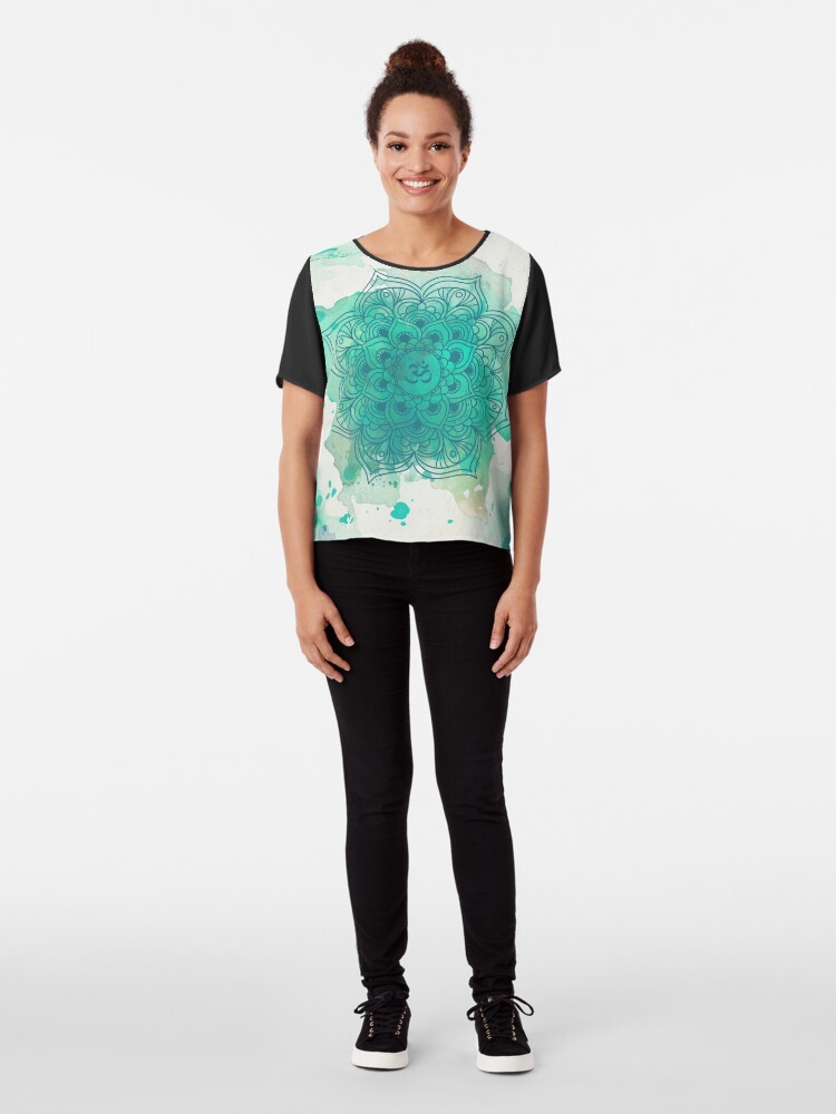 Imagen 3 de 6, Blusa con la obra Green Mandala watercolor , diseñada y vendida por weloveboho.