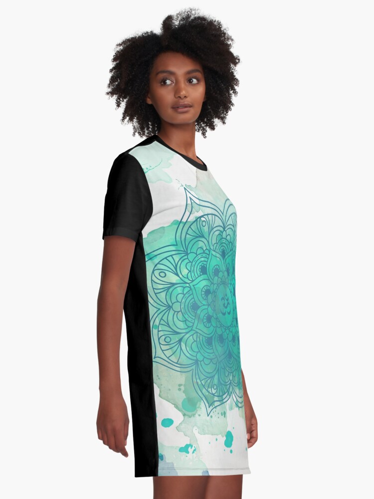 Vista alternativa de Vestido camiseta Green Mandala watercolor