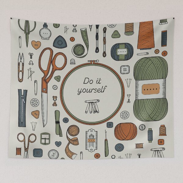Item preview, Sewing accessories set. Handmade, sewing, embroidery, needlework supplies on a white background. designed and sold by NLobes.