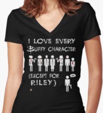 J'aime tous les personnages de Buffy sauf Riley T-shirt col V femme