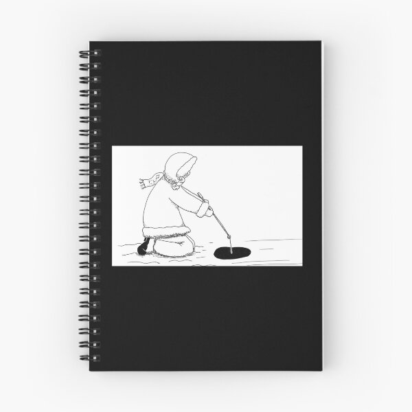 Item preview, Child Ice Fishing Fine Art Ink Line Drawing designed and sold by H3designs.