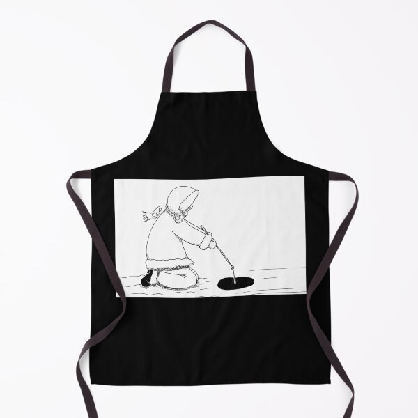 Item preview, Child Ice Fishing Fine Art Ink Line Drawing designed and sold by H3designs.