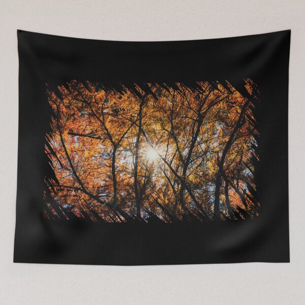 Item preview, Red Colorful Autumn Leaves Sunshine on Pine Tree designed and sold by Andreea Eva Herczegh.