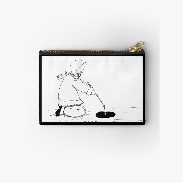 Item preview, Journalling Pencil & Art Cases & Pouches, Child Ice Fishing, Fine Art Ink Line Drawing designed and sold by H3designs.