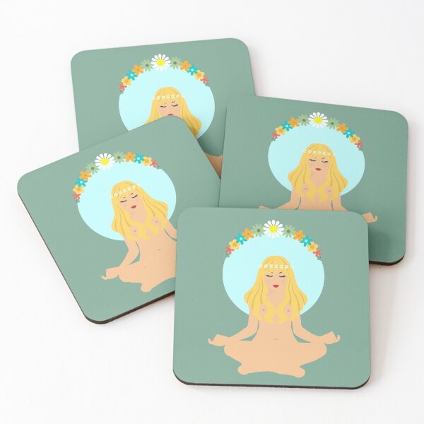 Item preview, Boho Hippie Girl Meditating designed and sold by HotHibiscus.