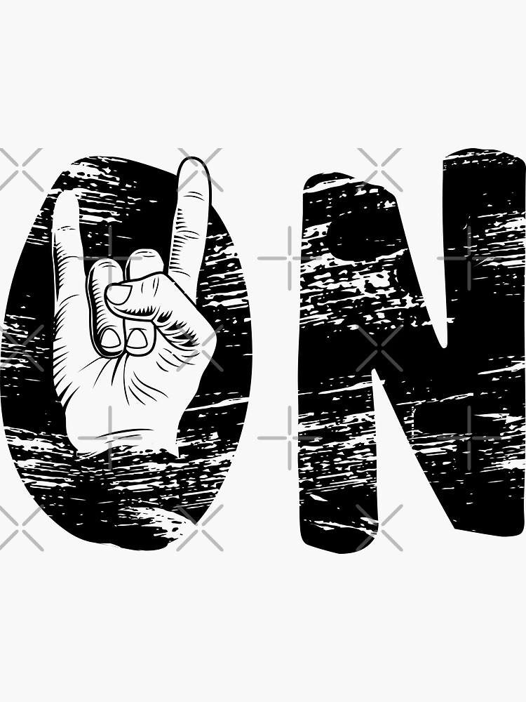 "ON with French fork hand sign, Rock On" Sticker for Sale by