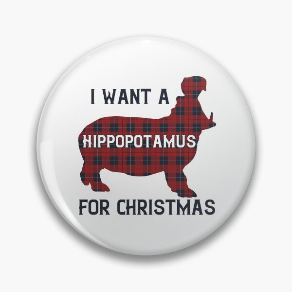 Item preview, I Want A Hippopotamus For Christmas tartan twilled Plaid Animal Cute designed and sold by Dolphin Graphic.