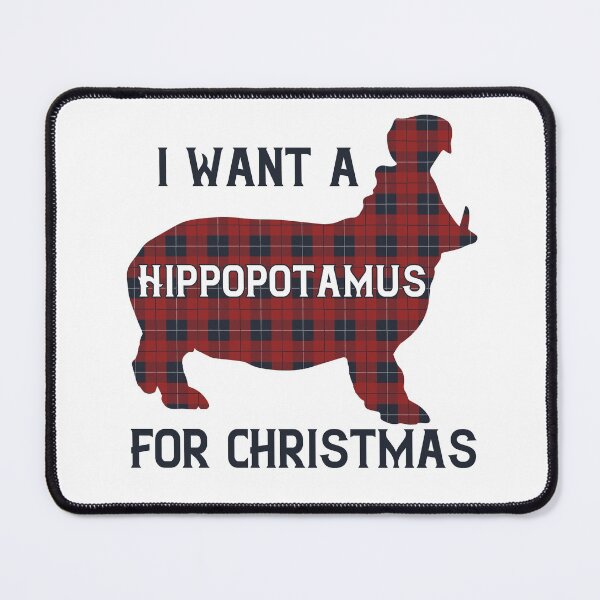 Item preview, I Want A Hippopotamus For Christmas tartan twilled Plaid Animal Cute designed and sold by Dolphin Graphic.