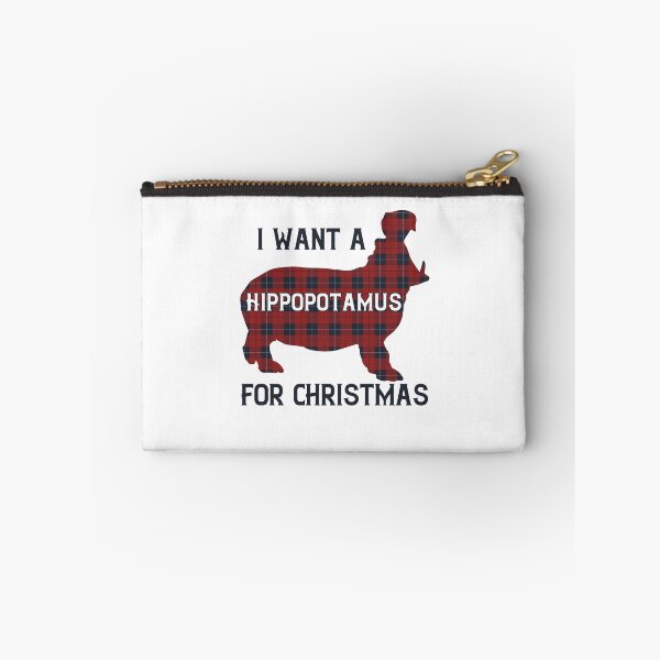 Item preview, I Want A Hippopotamus For Christmas tartan twilled Plaid Animal Cute designed and sold by Dolphin Graphic.