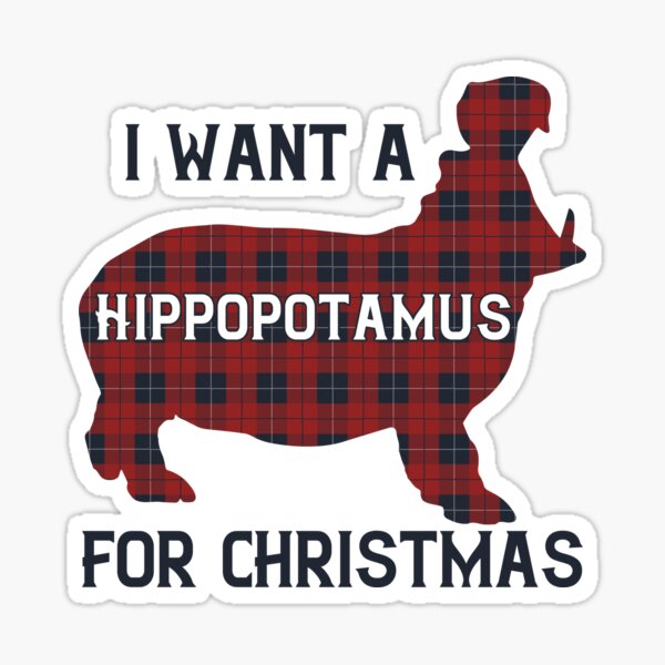 Aperçu de l'œuvre Je veux un hippopotame pour Noël tartan sergé Plaid Animal Mignon créée et vendue par Dolphin Graphic.
