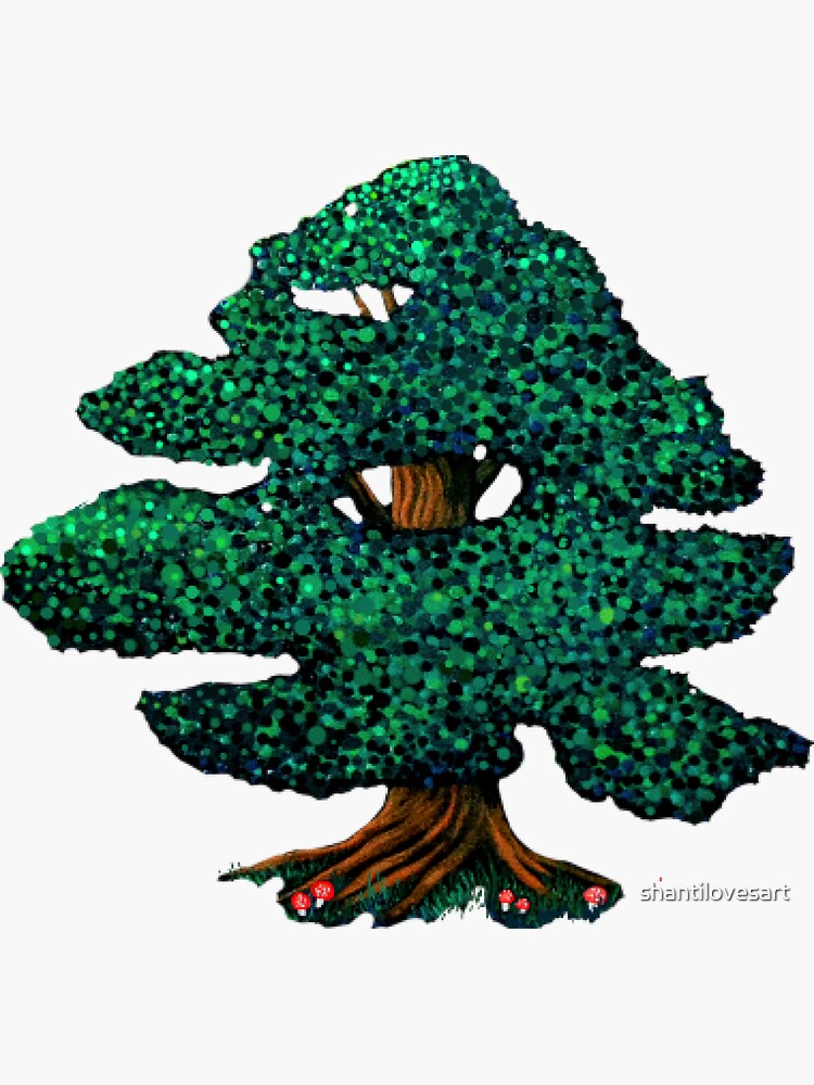"Cypress Tree with mushrooms " Sticker for Sale by shantilovesart