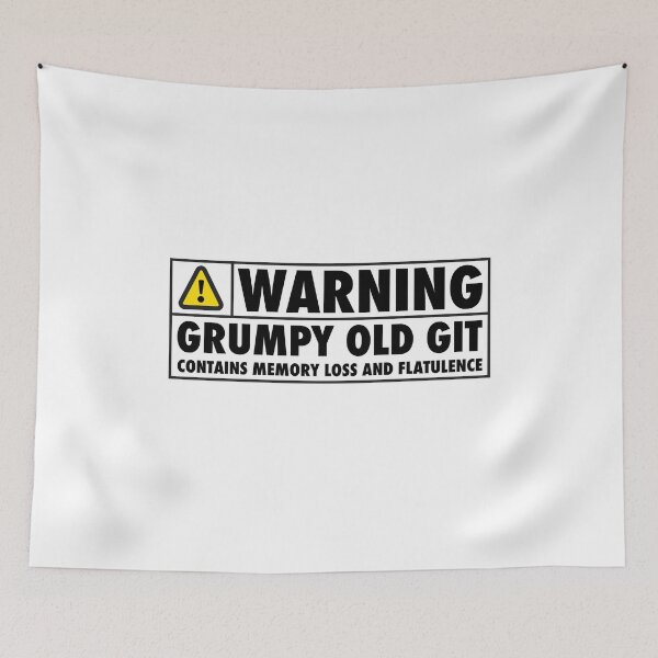 Item preview, Warning Grumpy Old Git, Contains Memory Loss and Flatulence designed and sold by TheGiftHub.