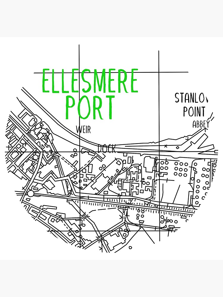 "Ellesmere Port Map (Green & White)" Poster for Sale by edajylix