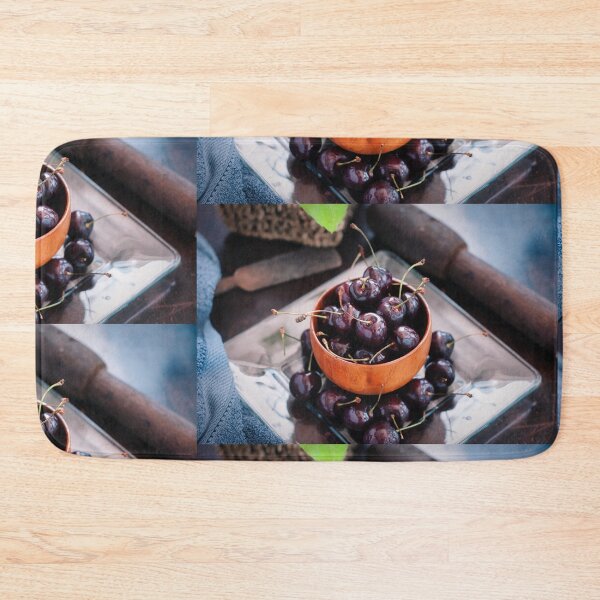 Item preview, Fresh ripe cherries in a wooden bowl. designed and sold by ellinnur.