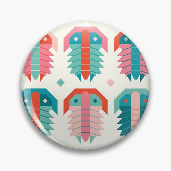 Item preview, Geometric Trilobite Fossil Folk Art - Coral and Aqua designed and sold by VivtheFish.