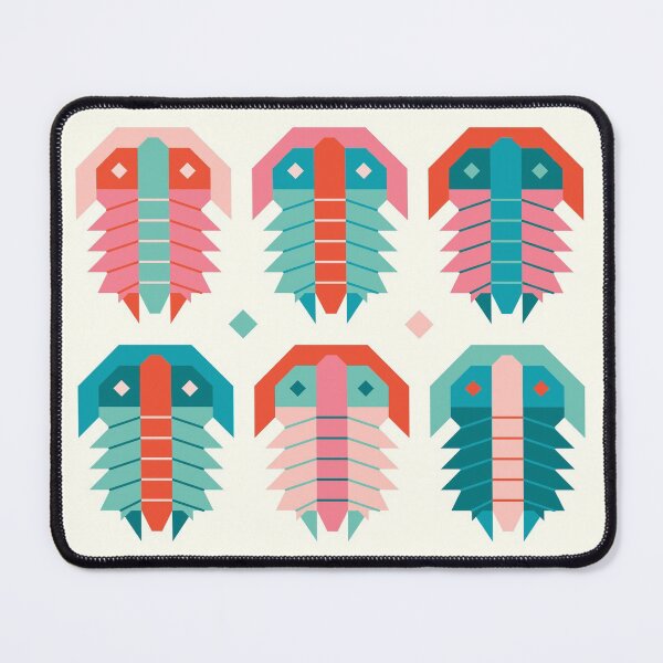 Item preview, Geometric Trilobite Fossil Folk Art - Coral and Aqua designed and sold by VivtheFish.