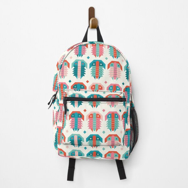 Item preview, Geometric Trilobite Fossil Folk Art - Coral and Aqua designed and sold by VivtheFish.