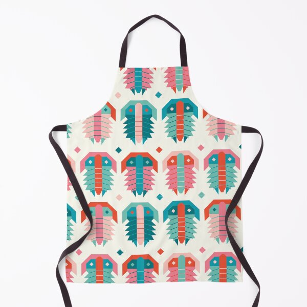 Item preview, Geometric Trilobite Fossil Folk Art - Coral and Aqua designed and sold by VivtheFish.