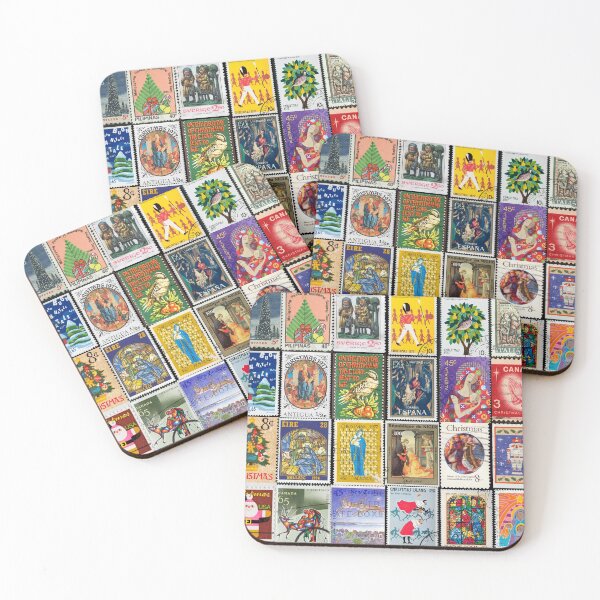 Item preview, Vintage Christmas Postage Stamps designed and sold by NorthStreetArt.