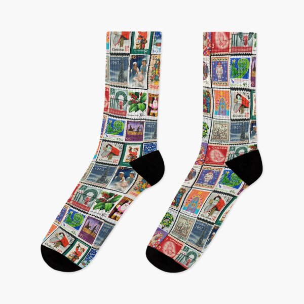 Item preview, Vintage Christmas Postage Stamps designed and sold by NorthStreetArt.
