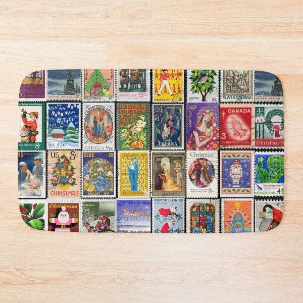Item preview, Vintage Christmas Postage Stamps designed and sold by NorthStreetArt.