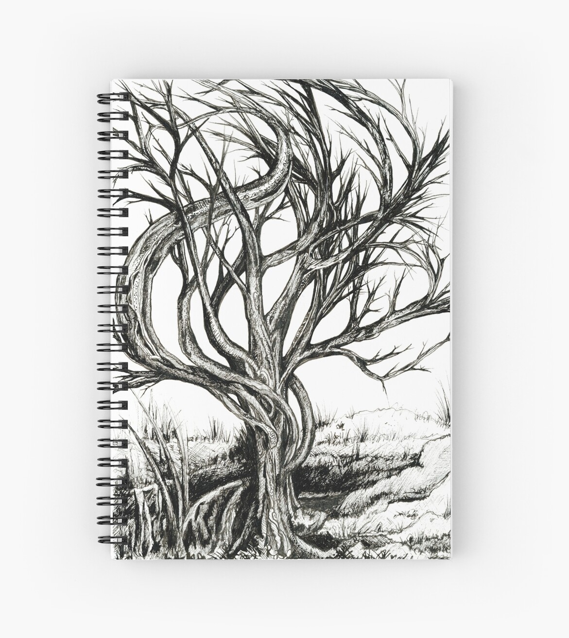  Twisted Tree  Ink Drawing  Spiral  Notebooks by Danielle 