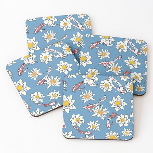 Item preview, fish and flower -blue color patterns arts designed and sold by BROWNEESHOUSE.