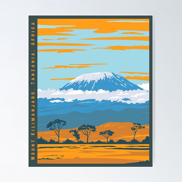 Mount Kilimanjaro Art Print Contour Map of Mount Kilimanjaro in Zip Pouch