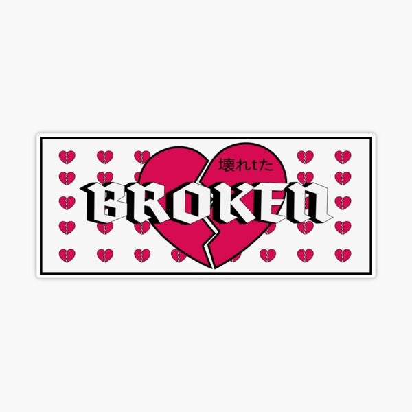 Broken heart black' Sticker