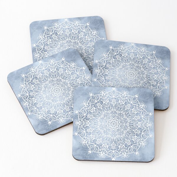 Item preview, Blossoming Heart Mandala in Gray Blue designed and sold by Kelly Dietrich Mandala & Fractal Art.