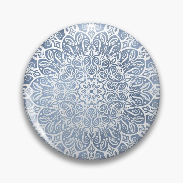 Item preview, Blossoming Heart Mandala in Gray Blue designed and sold by Kelly Dietrich Mandala & Fractal Art.