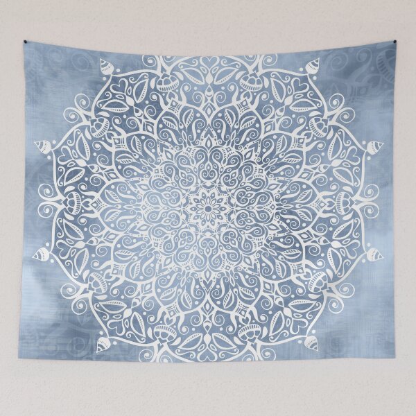 Item preview, Blossoming Heart Mandala in Gray Blue designed and sold by Kelly Dietrich Mandala & Fractal Art.