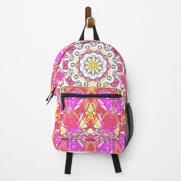 Item preview, ֎ SEA SLUG ֍ Scribbles ~*Pink Heart Nudibranch*~ Retro Boho Ocean Sea Marine Fish Creature ~ Mandala Medallion Kaleidoscope Sacred Geometry~bright hot pink yellow tones designed and sold by Spinning Plates 360.