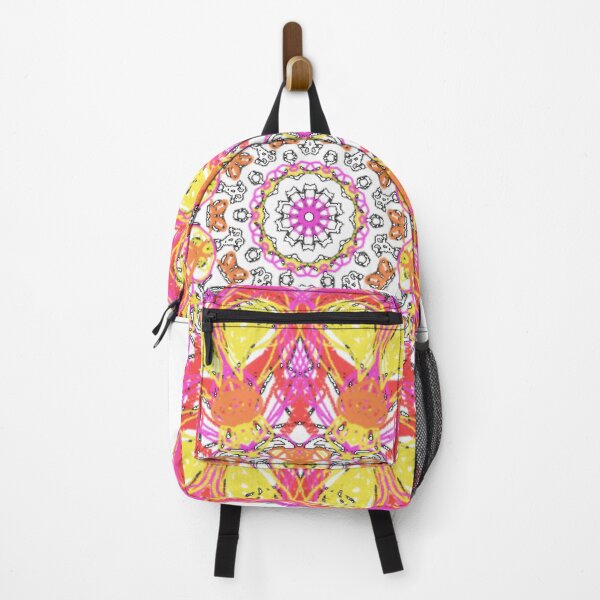 Item preview, ֎ SEA SLUG ֍ Scribbles ~*Yellow Heart Nudibranch*~ Retro Boho Ocean Sea Marine Fish Creature ~ Mandala Medallion Kaleidoscope Sacred Geometry~bright hot pink orange yellow tones designed and sold by Spinning Plates 360.