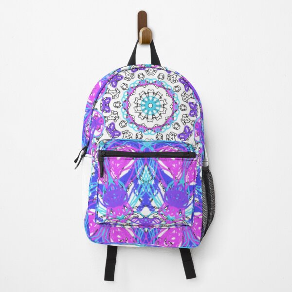 Item preview, ֎ SEA SLUG ֍ Scribbles ~*Purple Heart Nudibranch*~ Retro Boho Ocean Sea Marine Fish Creature ~ Mandala Medallion Kaleidoscope Sacred Geometry~bright hot blue pink purple tones designed and sold by Spinning Plates 360.