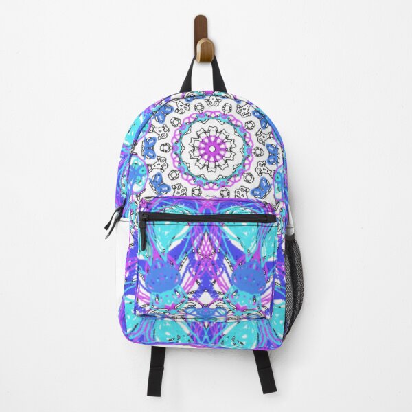 Item preview, ֎ SEA SLUG ֍ Scribbles ~*Aqua Heart Nudibranch*~ Retro Boho Ocean Sea Marine Fish Creature ~ Mandala Medallion Kaleidoscope Sacred Geometry~bright hot blue pink tones designed and sold by Spinning Plates 360.