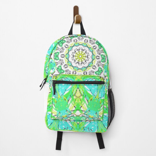 Item preview, ֎ SEA SLUG ֍ Scribbles ~*Mint Heart Nudibranch*~ Retro Boho Ocean Sea Marine Fish Creature ~ Mandala Medallion Kaleidoscope Sacred Geometry~bright hot cyan blue green yellow tones designed and sold by Spinning Plates 360.