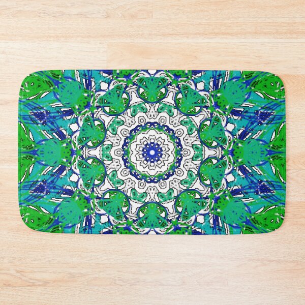 Item preview, ֎ SEA SLUG ֍ Scribbles ~*Kelp Heart Nudibranch*~ Retro Boho Ocean Sea Marine Fish Creature ~ Mandala Medallion Kaleidoscope Sacred Geometry~bright blue green  tones designed and sold by Spinning Plates 360.