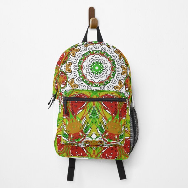 Item preview, ֎ SEA SLUG ֍ Scribbles ~*Red Heart Nudibranch*~ Retro Boho Ocean Sea Marine Fish Creature ~ Mandala Medallion Kaleidoscope Sacred Geometry~bright red olive green orange tones designed and sold by Spinning Plates 360.